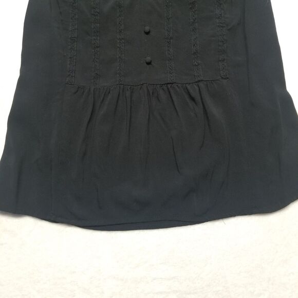 ModCloth Medium Top V Neck Black Flutter Retro Ruffle Whimsigoth Witchy Gothic - Picture 3 of 10